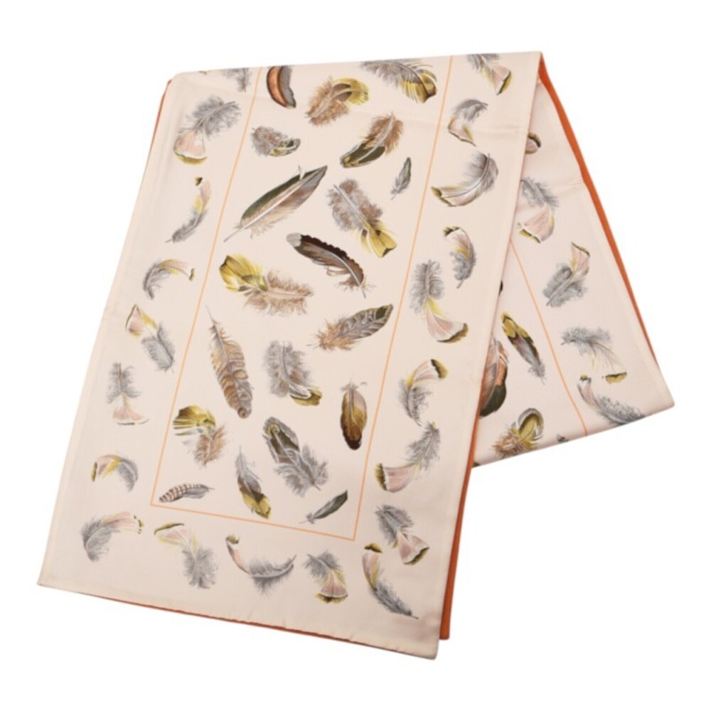 Hermes Henri de Linares Feather Reversible Scarf/Stole, Orange Multicolor Sil...